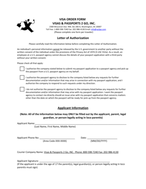 VISAORDERFORM VISAS&amp