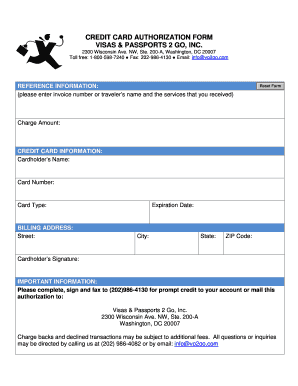 Credit Card Authorization Form