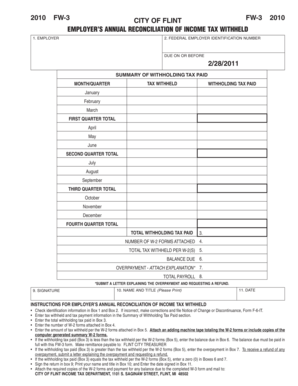 City of Flint Employer Annual Reconciliation Form