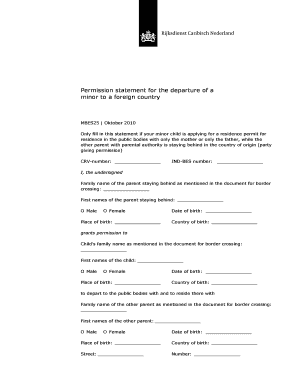Permission Statement for the departure abroad of a minor MBES25