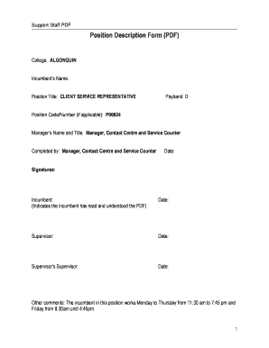 Position description form fillable