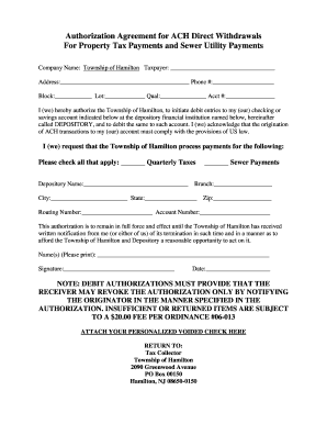 ACH Direct Withdrawal Authorization Agreement