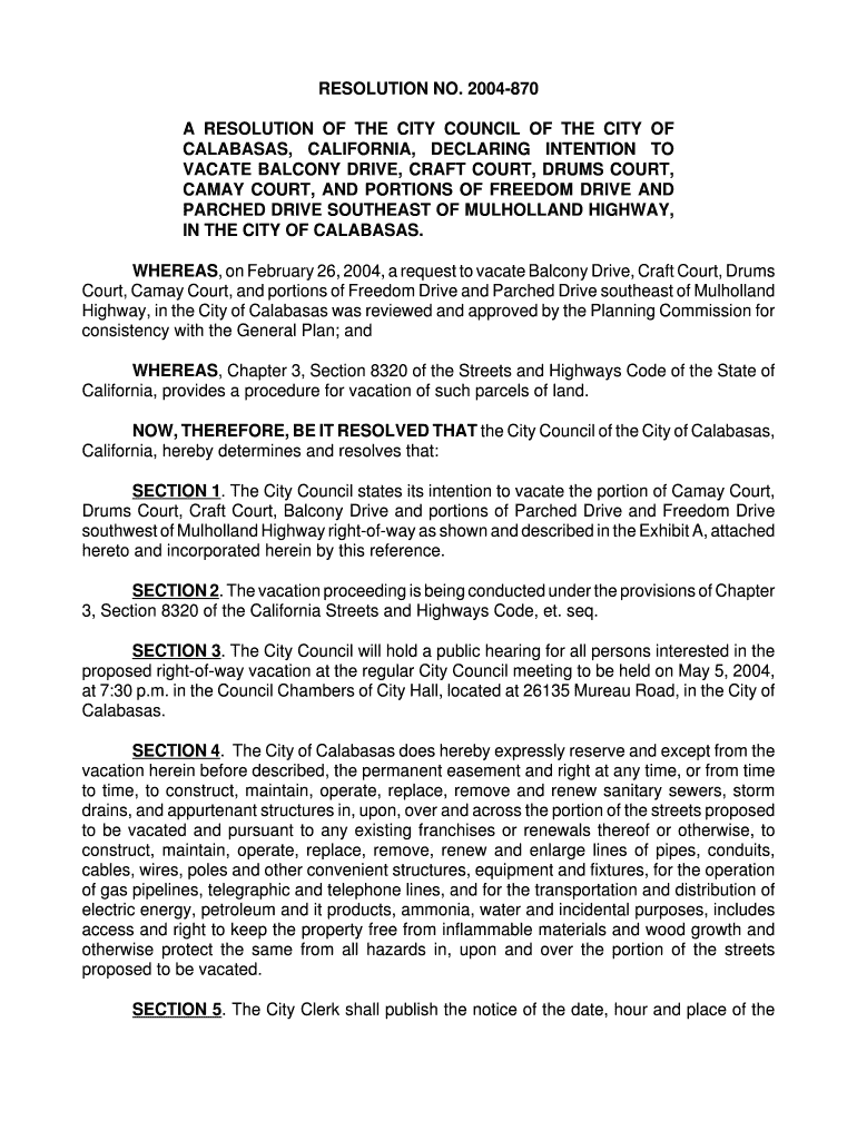 RESOLUTION NO 2004-870 Preview on Page 1