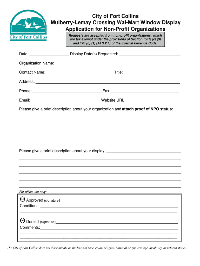 Mulberry-Lemay Crossing Wal-Mart Window Display Application for Non-Profit Organizations Preview on Page 1