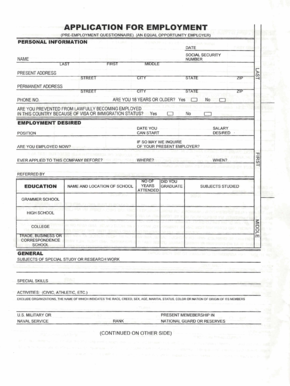 Application for Employment