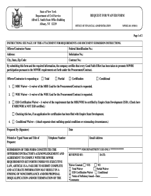 Fillable Online MWBE Fill in Waiver Fax Email Print - pdfFiller