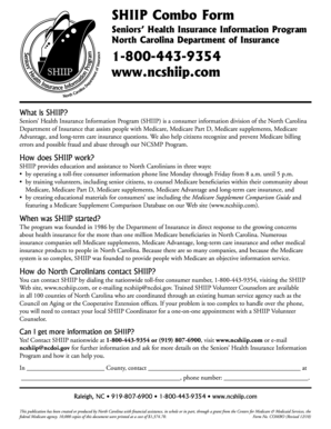 SHIIP Medicare Information Form