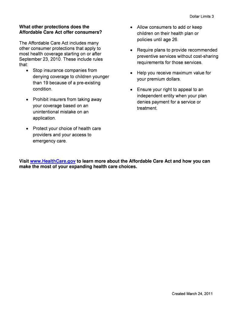 Health Insurance Smart - Factsheet - Easing Dollar Limits Preview on Page 1