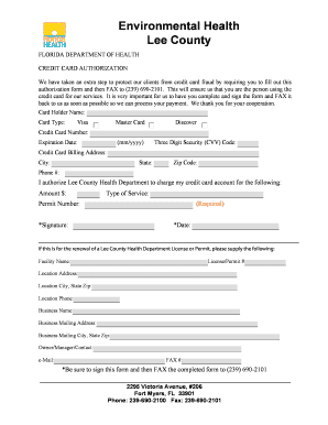 Florida Credit Card Authorization Form