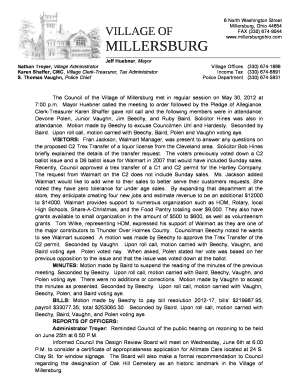 Ca letterhead - The Council of the Village of Millersburg met in regular session on May 30, 2012 at