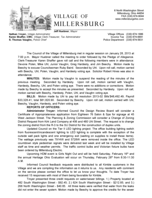 The Council of the Village of Millersburg met in regular session on January 28, 2013 at