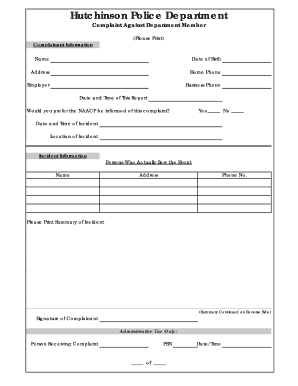 Complaint Against Department Member