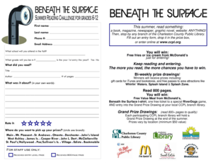 Charleston County Public Library Summer Reading Program Entry Form