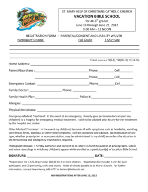 Fillable Online VACATION BIBLE SCHOOL - pressOmatic Fax Email Print ...