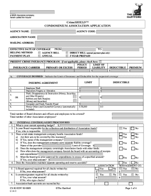 Condominium Association Crime Insurance Application