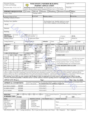 Wisconsin Uniform Building Permit Application
