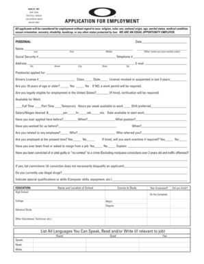 Oakley Employment Application