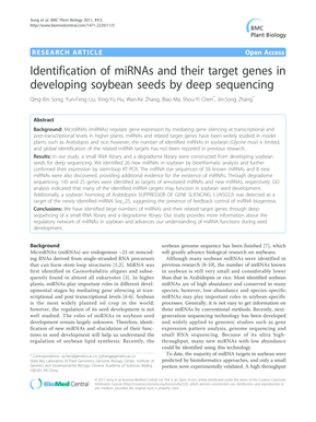 Identification of miRNAs and their target genes in ... - BioMed Central