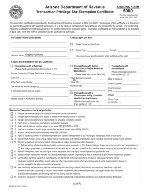Arizona Transaction Privilege Tax Exemption Certificate
