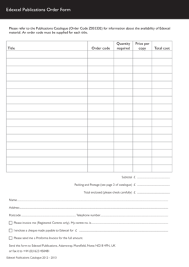Edexcel Publications Order Form