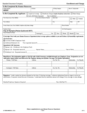 Standard Insurance Enrollment Form