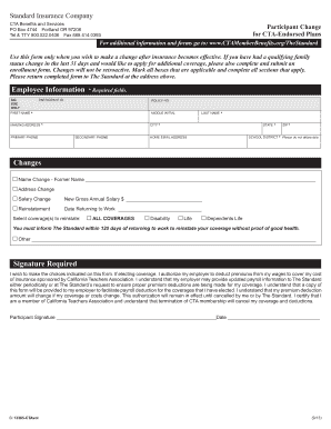 CTA Participant Change Form