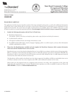 Standard Insurance Life Benefits Claim Form