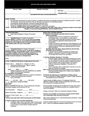 Excavation permit sample