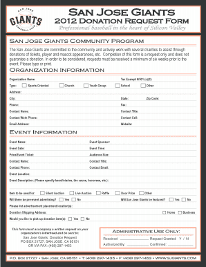 Fillable Online 2012 Donation Request Form Fax Email Print - pdfFiller