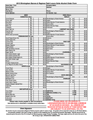 Luxury Suite Alcohol Order Form - MiLB.com - Fill and Sign Printable ...