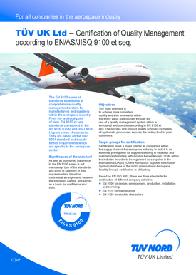 TÜV UK Ltd – EN/AS/JISQ 9100 Certification