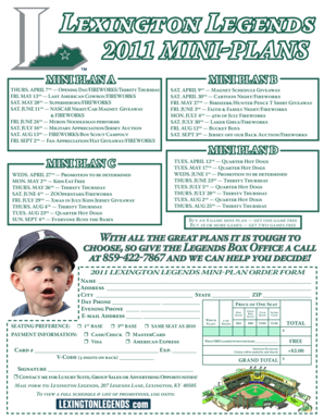 Lexington Legends 2011 Mini-Plan Order Form