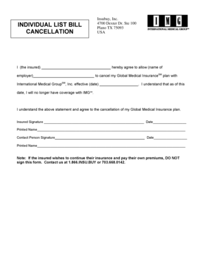 Insurance Cancellation Form