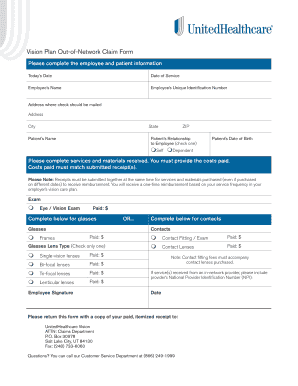 United claim form - Vision Plan Out-of-Network Claim Form - UnitedHealthcare