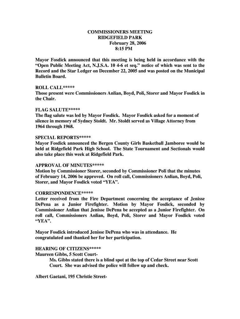 notice of which was sent to the Preview on Page 1