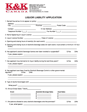 Liquor Liability Application
