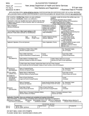 New Jersey Vital Record Application