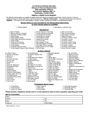 Florida Sample License Plate Request