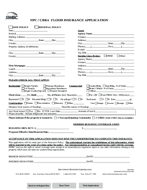 NPC CBRA Flood Insurance Application