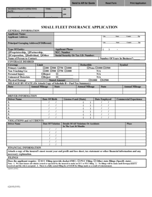 Small Fleet Insurance Application