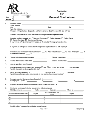 General Contractor Application Form