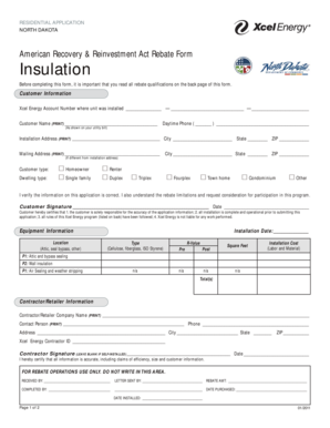North Dakota Insulation Rebate Application