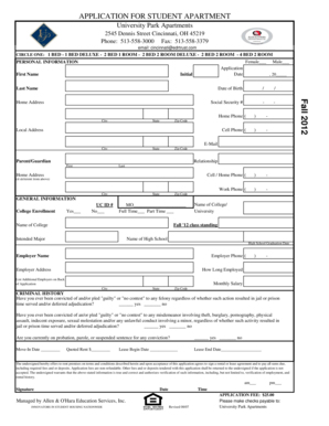 Student Apartment Application Form