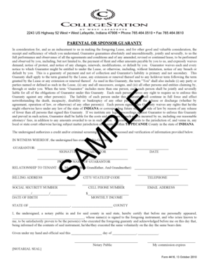 Parental Sponsor Guaranty