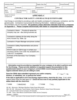 Contractor Safety and Health Questionnaire