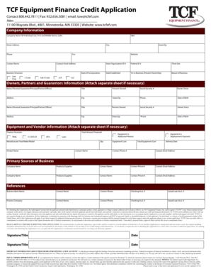 TCF Equipment Finance Credit Application