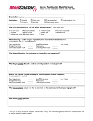 Caster Application Questionnaire