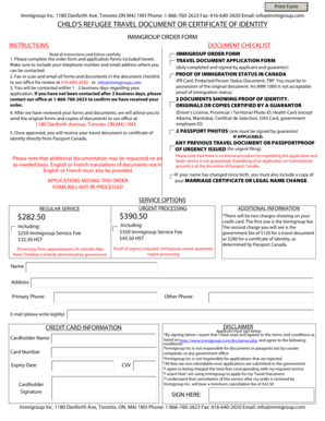 Child's Refugee Travel Document Application