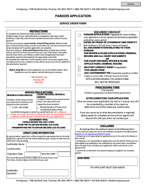 Canadian Pardon Application Service Order Form
