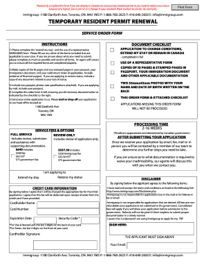 Canada Temporary Resident Permit Renewal Form